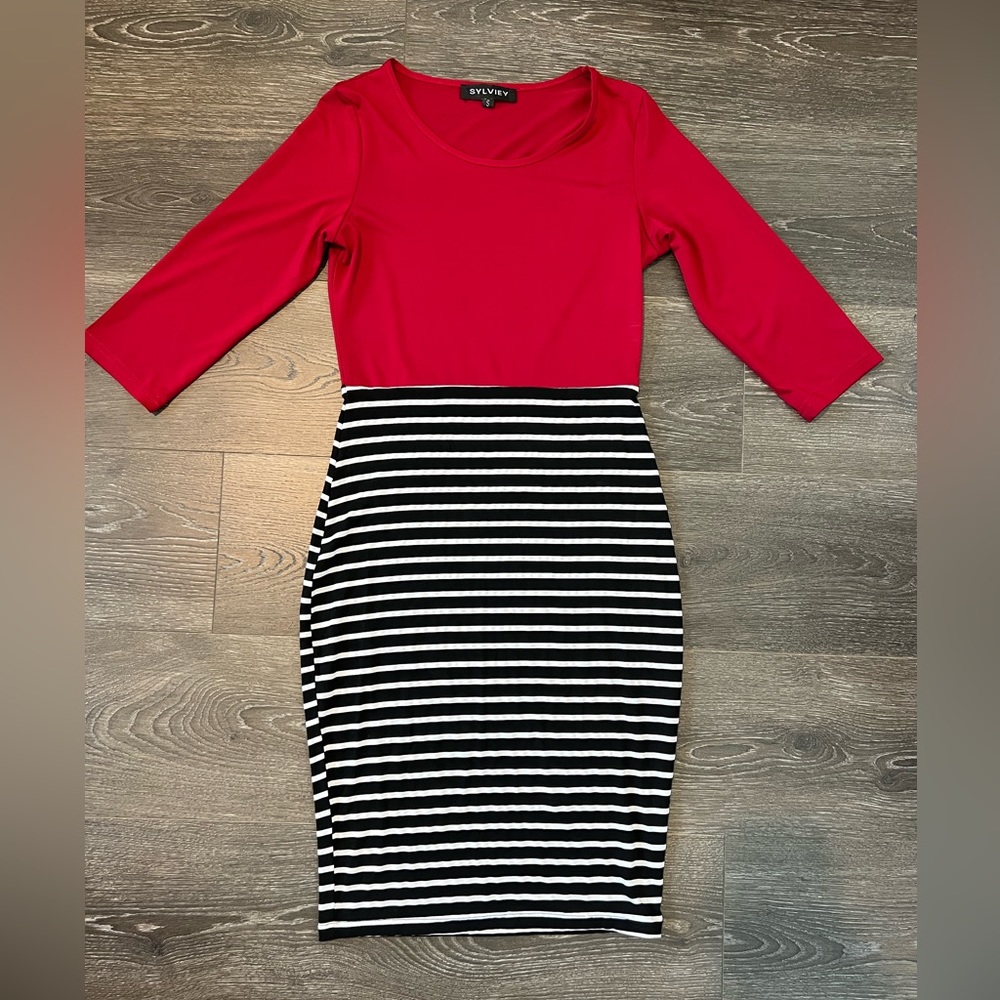 3/4 sleeve knee-length pencil skirt dress | size S
